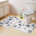 thumbnail image 3 of Cartoon Ocean Bathroom Rugs Set Nautical Ship Octopus Crab Whale Wave Non Slip Absorbent Soft Bath Mats 3 Piece Set with Bathroom Rug, U-Shaped Floor Mat, Toilet Seat Cover Small Size, 3 of 9