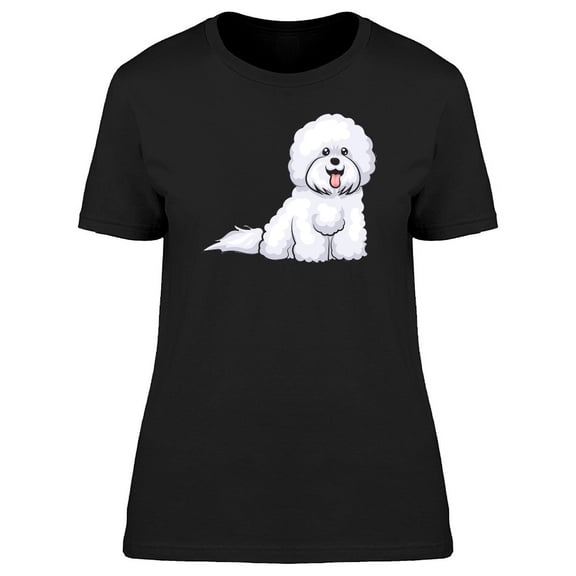 White Furry Bichon Frise Dog T-Shirt Women -Image by Shutterstock, Female Medium