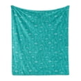 thumbnail image 1 of Kites Soft Flannel Fleece Throw Blanket, Doodle Clouds and Childhood Kites Creative Leisure Time Simplistic Design, Cozy Plush for Indoor and Outdoor Use, 70" x 90", Turquoise and White, by Ambesonne, 1 of 6