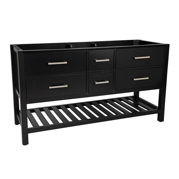 Everett 60 Inch Birch & Oak Console Vanity Base - Black