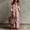 Pink, variant on Women's Striped Off-Shoulder Maxi Dress – Puff Sleeves, Side Pocket, Elastic Neckline, Bohemian Summer Outfit Beige,S