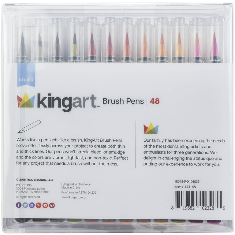 KINGART™ Real Brush Pens, Set of 48 Unique Colors