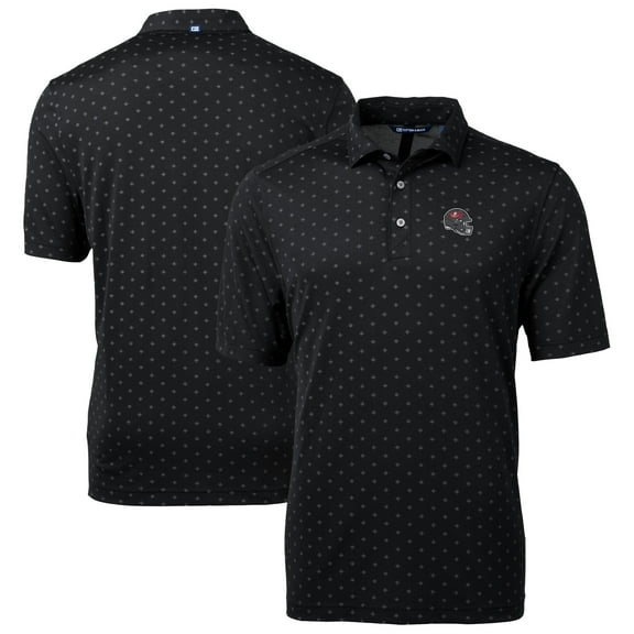 Men's Cutter & Buck Black Tampa Bay Buccaneers Big & Tall Virtue Eco Pique Tile Print Recycled Polo