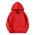 thumbnail image 5 of Cethrio Girls Hooded Sweatshirts, Half-zipper Pullover Loose Fit Casual Long Sleeve Tops Red Size 12, 5 of 5