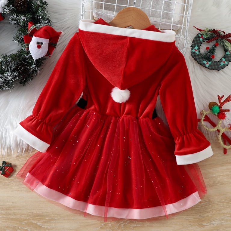 KVPLBQFD Dress for Christmas Party Christmas Dresses for Kids Long Sleeve  Maxi Dress 6 Month Girl Clothes Girls Clothes 3t Little Sister Newborn, Red  12-18 Months - Walmart.com