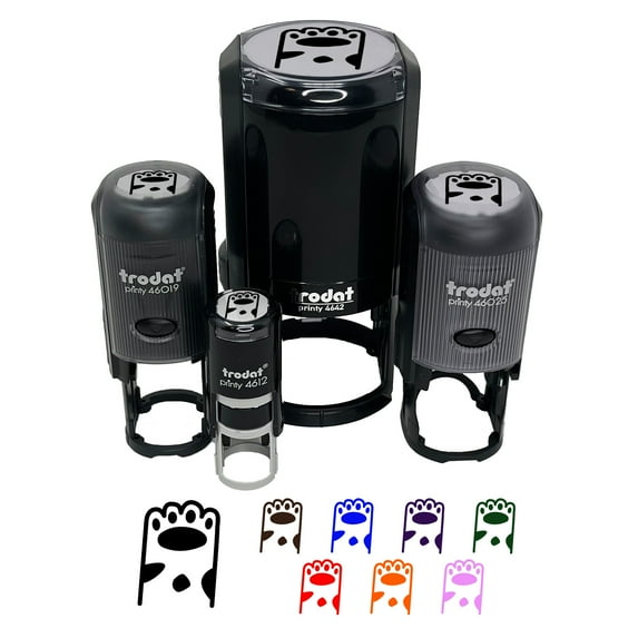 Cute Dog Cat Paw Spotted Doodle Self-Inking Rubber Stamp Ink Stamper - Fuchsia Ink - Medium 1 Inch