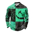 thumbnail image 3 of GrmtClth Mens Regular Fit Retro Halloween Polo Shirts Long Sleeve Distressed Crack Texture Pumpkin Graphic Lightweight Breathable Family Party Athletic Tops Green XL, 3 of 7