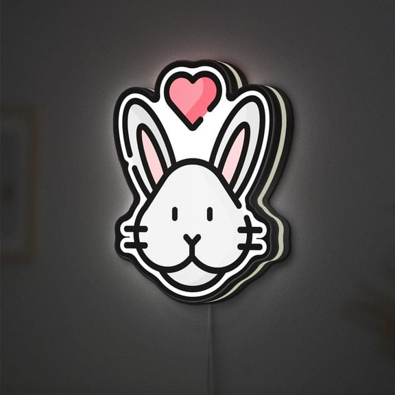 Rabbit 3D Novelty Light Box, Cute Bunny Lamp, Animal Theme LED Night Light, Soft Glow Home Decor (Width 12 inch, 30cm)