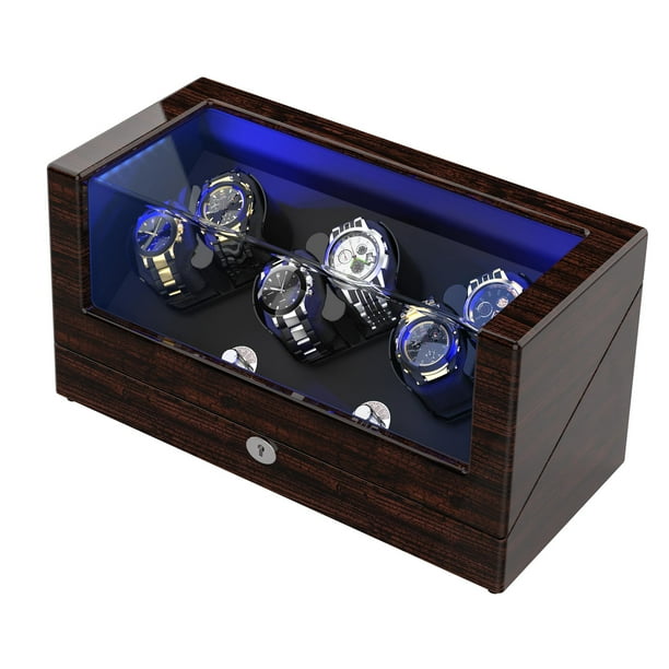 Triple Tree Watch Winder Box for Automatic Watches with Flexible Watch Pillows, Wooden Shell
