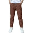 thumbnail image 2 of Girls School Uniform Pants Wide Leg New Boys' Solid Color Full Length Pants Pants Casual Pants Loose Pants Casual Outerwear Pants Sweatpants Style B-9 Brown 150, 2 of 8