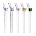 thumbnail image 2 of 5 Pcs Reusable Glass Straws,colorful Butterfly On Clear Straws With Design Shatter Resistant Bent D, 2 of 5