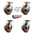 thumbnail image 2 of 8 Inch High Temp Phenolic Caster Set with Roller Bearing 4 Swivel Lock 2 Brake, 2 of 2