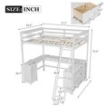 thumbnail image 2 of Harper & Bright Designs Full Size Loft Bed with Desk, Drawers and Storage Shelves, Wooden High Loftbed Frame with Cabinet for Boys Girls Adults Bedroom, White, 2 of 12