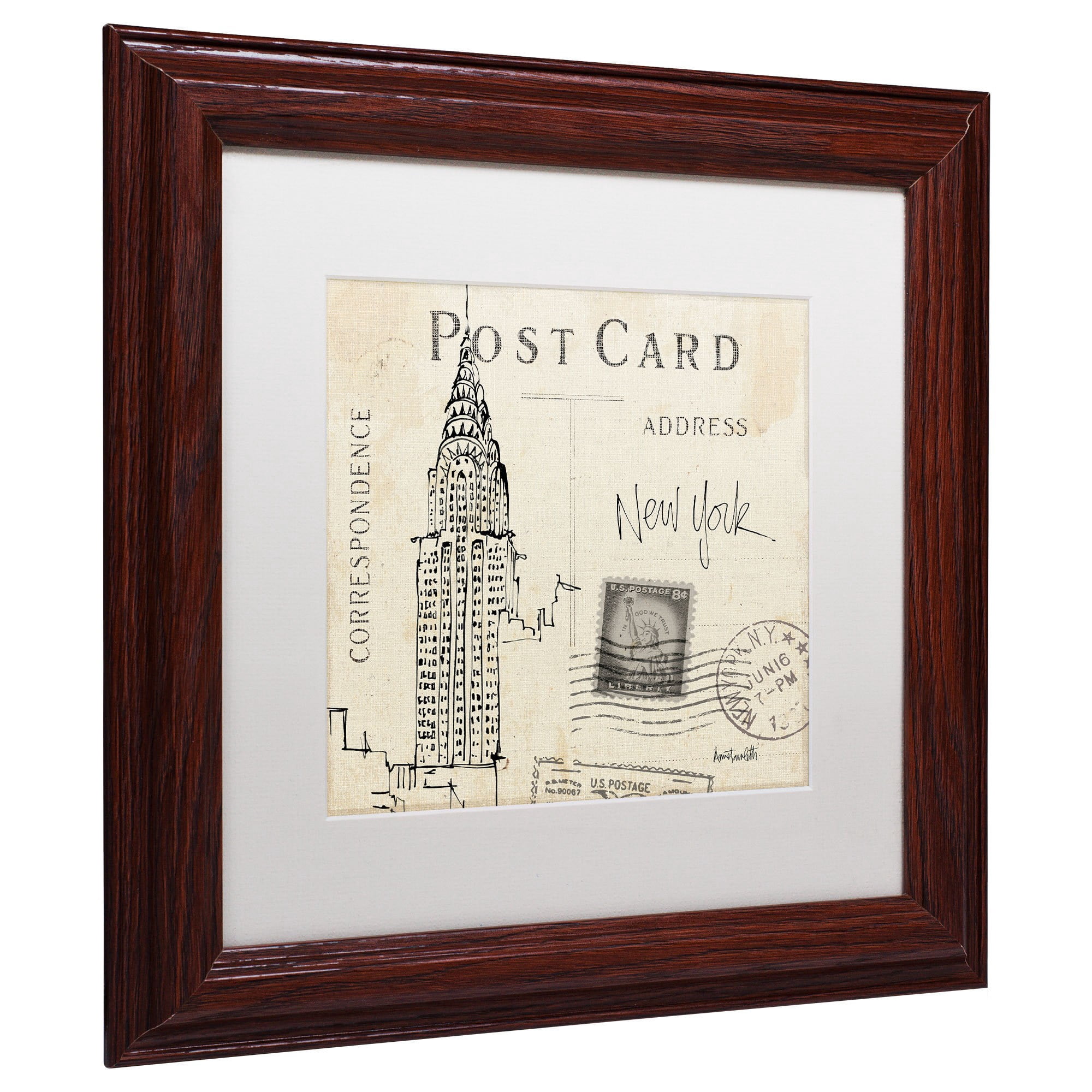 Trademark Fine Art "Postcard Sketches I" Canvas Art by Anne Tavoletti, White Matte, Wood Frame