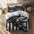 thumbnail image 2 of Eagle Head Twin Size Comforter Set, Black American Flag Vintage Stripes Animal Bedding for All Seasons, 4 Pcs Bed Set, 1 Quiltcover (68"x86") ,1Sheet(67"x116"), 2Pillowcases (30"x20"), 2 of 9