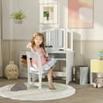 thumbnail image 2 of Qaba Kids Vanity Set, Makeup Dressing Table Pretend Play Set w/ Mirror, 2 of 10