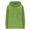 thumbnail image 6 of Women's Cowl Neck Hoodies, Casual Long Sleeve Loose Pullover Tops Drawstring Hooded Sweatshirt Green L, 6 of 7