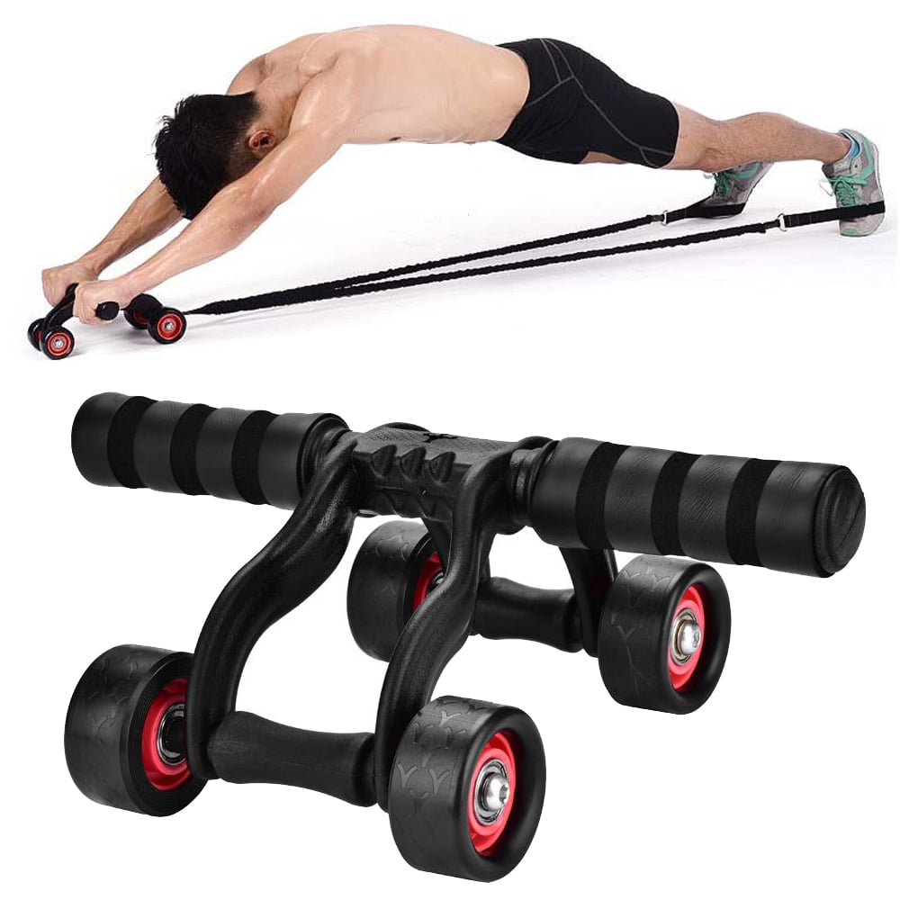 ABs Abdominal Roller 4 Wheels Workout Exercise Fitness Equipment Machine Mat