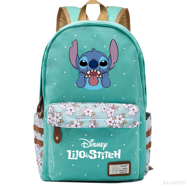 Disney Stitch-Mochila escolar para niños y niñas, bolsa de viaje para ordenador portátil, color rosa