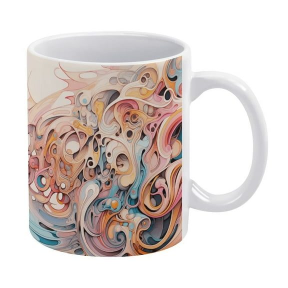 Coffee Cup Ceramic - Couple Coffee Cup Gift, Tea Cup, 11 Oz Simple Colored Ripple Coffee Cu