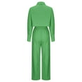 thumbnail image 6 of QUYUON Women 2 Piece Pants Set Casual Outfits Button-Down Cropped Shirts Long Sleeve Crop Tops Elastic Waist Long Pants Lounge Sets 2 Piece Jackets Outfits Sets with Pockets Green S, 6 of 7