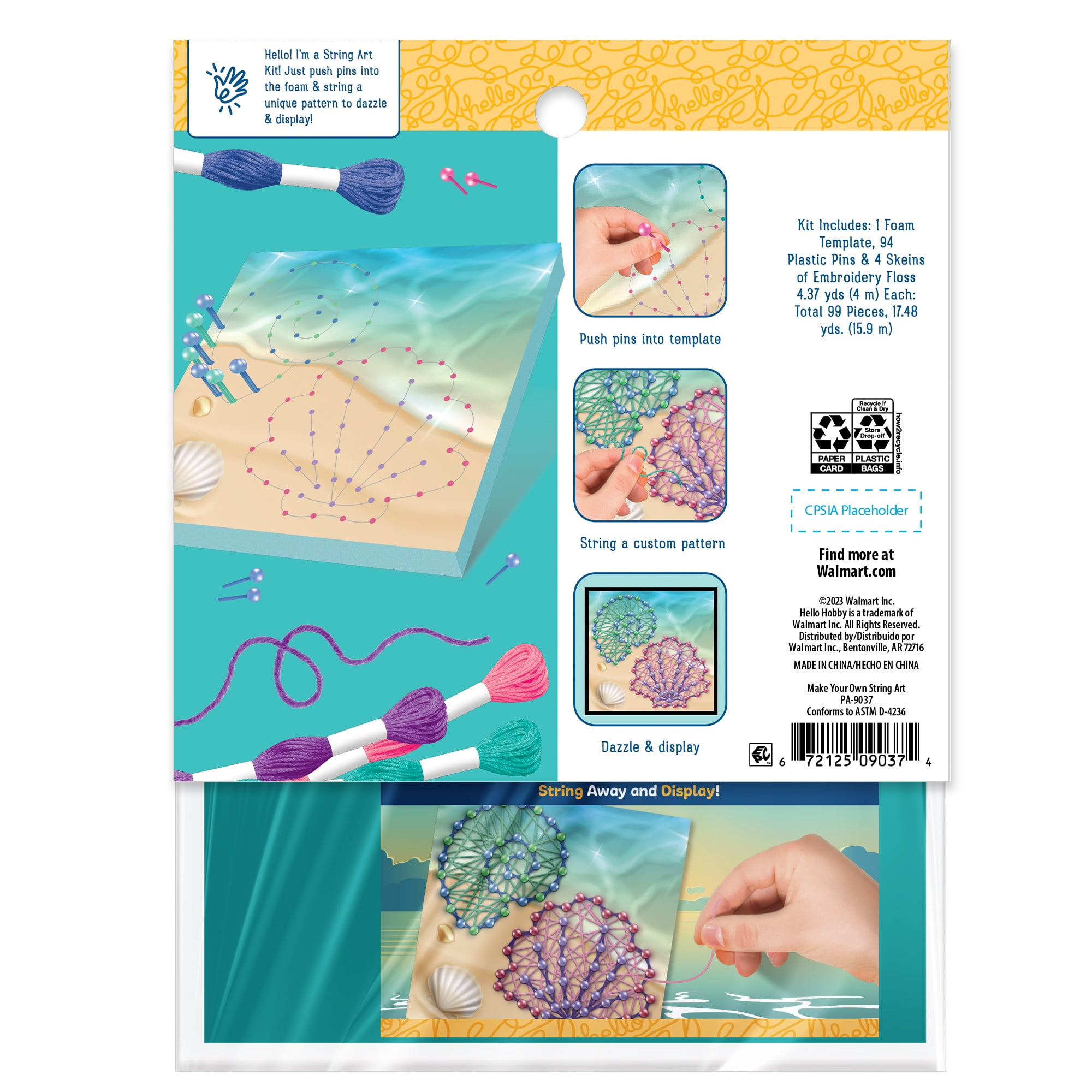 Hello Hobby Make Your Own String Art, Child Craft Kit, 6 Kits