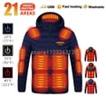 thumbnail image 3 of Chaqueta térmica con calefacción de 25 zonas para hombre y mujer, con calefacción eléctrica por USB, para senderismo, acampada, esquí y abrigo de invierno, 3 of 5