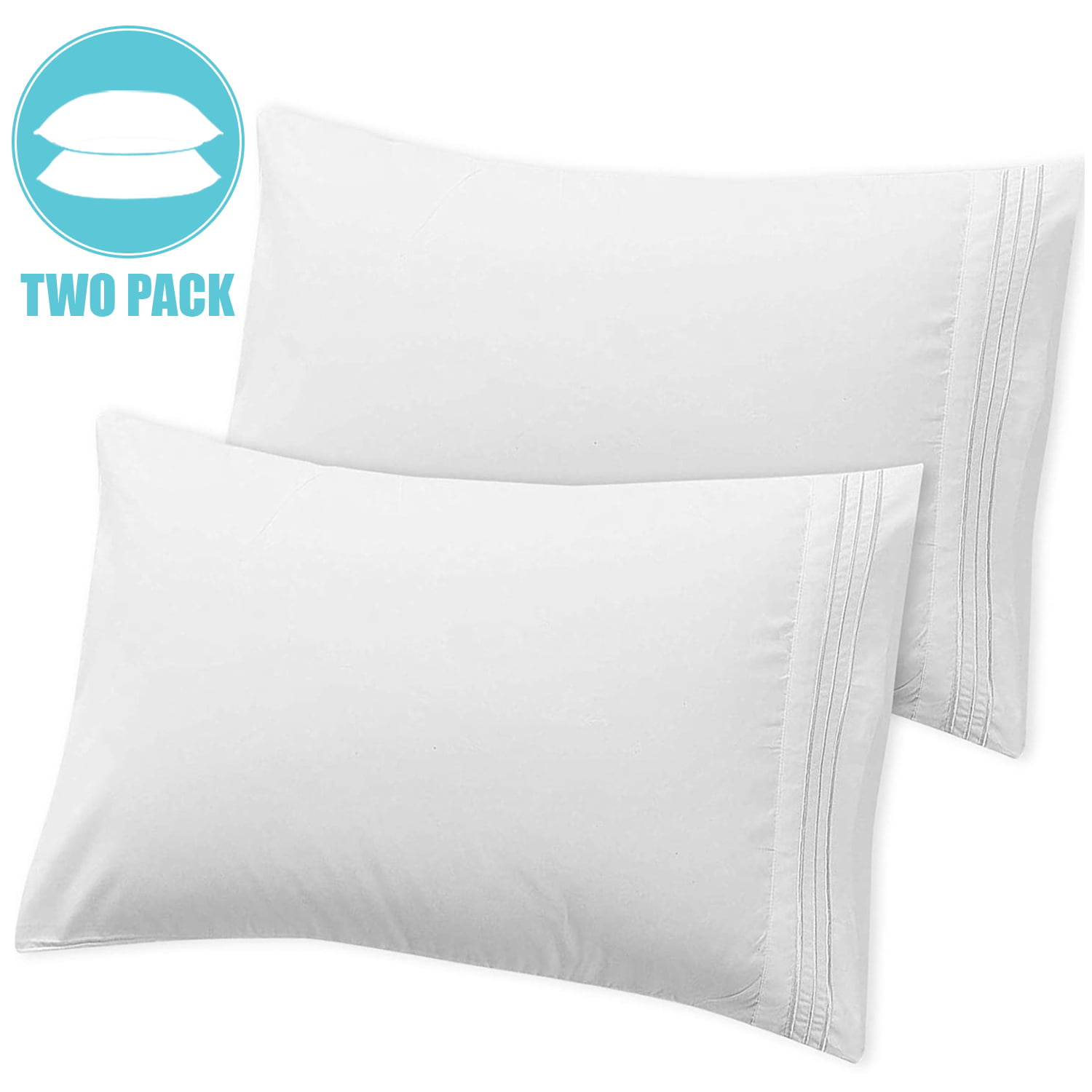 2 Set Microfiber Pillow Cases Standard King CK Size Envelope Closure Pillowcases 