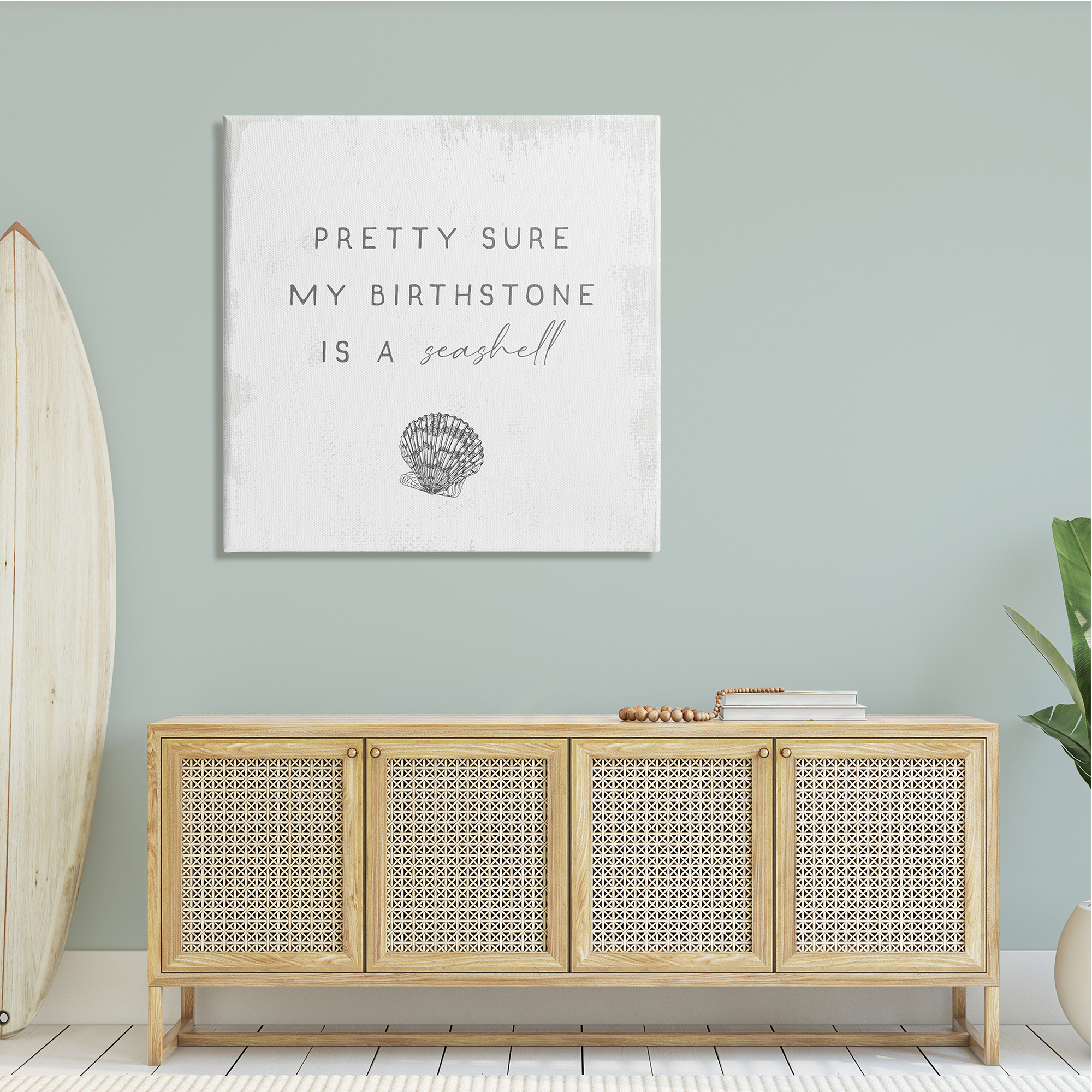 Stupell Industries My Birthstone Is Seashell Vintage Inspirational Saying,36 x 36, Design by Daphne Polselli