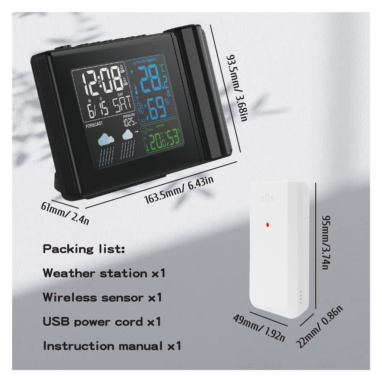 Digital Projection Alarm Clock, Weather Station with Temperature & Humidity