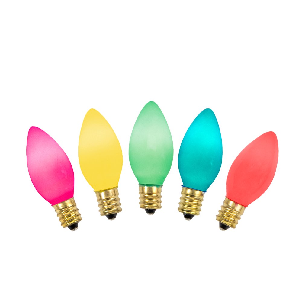 Pack of 25 Incandescent C9 MultiColor Christmas Replacement Bulbs