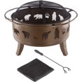 thumbnail image 3 of Pure Garden 50-LG1202 32 in. Outdoor Deep Fire Pit Steel Bowl with Bear Cutouts, Antique Gold, 3 of 8