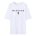 thumbnail image 4 of FUZHIQ Christian Shirts for Men Blessed Cross Graphic T-Shirt Casual Streetwear Vintage Tee God T-Shirt Top, 4 of 4
