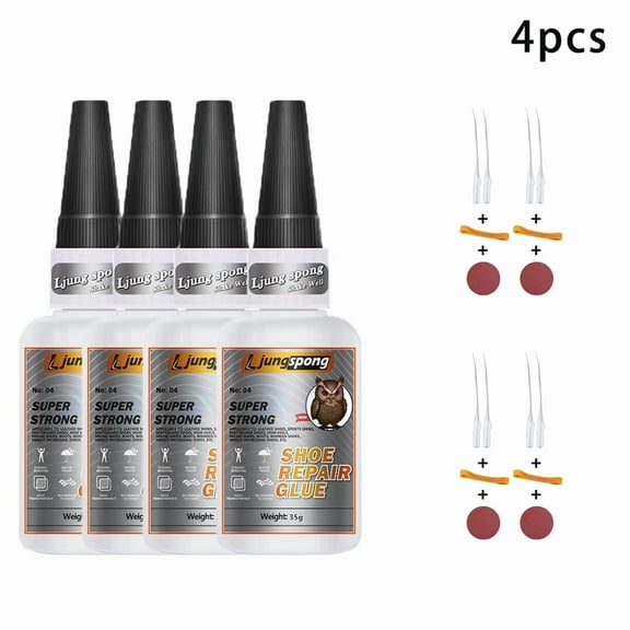 4 pcs Strong Versatile Shoe Repair Glue - Precision Nozzle Adhesive for Sneakers, Faux & Soft Resin Shoes - Ideal for DIY Crafts & Quick Fixes, Shoe Accessories