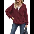 thumbnail image 2 of Sudadera con Capucha y Cremallera para Mujer, de Larga, Informal, de Gran Tamaño, con Bolsillos. Vino Tinto S, 2 of 10