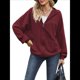 thumbnail image 2 of Sudadera con Capucha y Cremallera para Mujer, de Larga, Informal, de Gran Tamaño, con Bolsillos. Vino Tinto S, 2 of 10