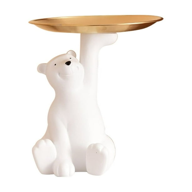 Ygjytge Escultura Almacenamiento Oso Polar Entrada Artesanía Figuras Arte para Sala Estar (B)