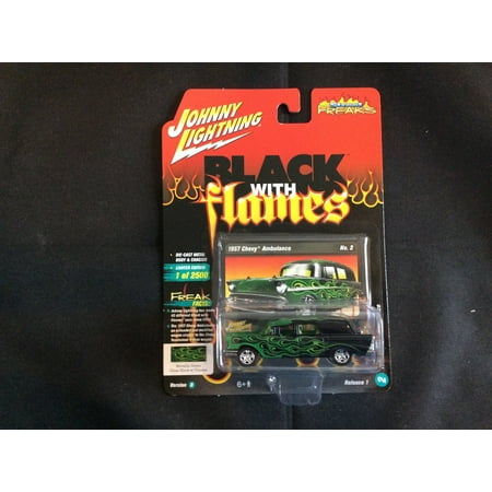 Johnny Lightning Street - Johnny Lightning 1:64 Street Freaks Ver B 1957 Chevy Ambulance Metallic Green