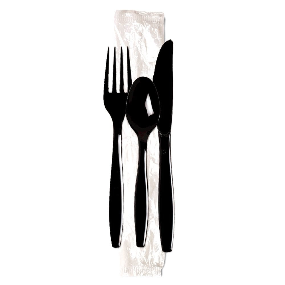 Dixie Black Heavyweight Wrapped Cutlery Kit 250 per case CH56C7 