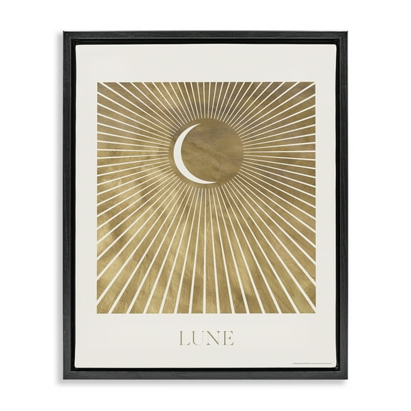Stupell Industries Lune Boho Moon Astrology & Stars Painting Black Floater Framed Canvas Art Print Wall Art, 17 x 21