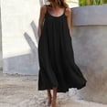 thumbnail image 2 of B91xZ Robes Printemps Été pour Femmes Mode Manches Bouffantes Robe à Volants Tenue de Plage Été Hiver, Noir S, 2 of 4