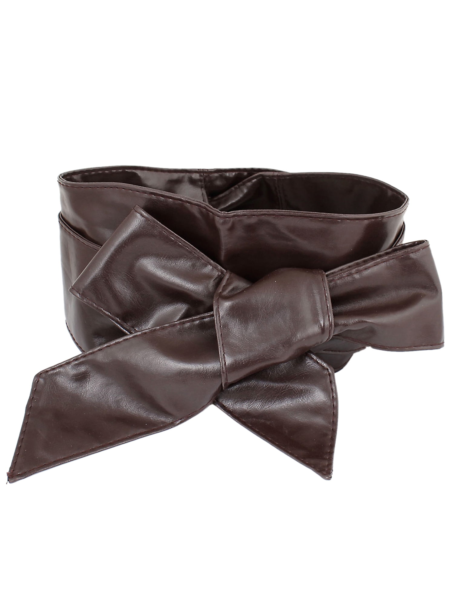 Allegra K Women's Faux Leather Self Tie Bowknot Wide Waist Band Sash ...
