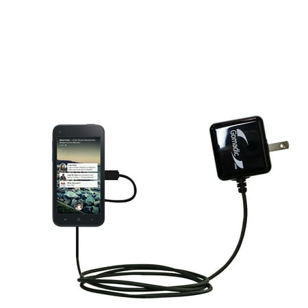 Gomadic Intelligent Compact AC Home Wall Charger suitable for the HTC First - High output power with a convenient, foldable plug design - Uses TipExch