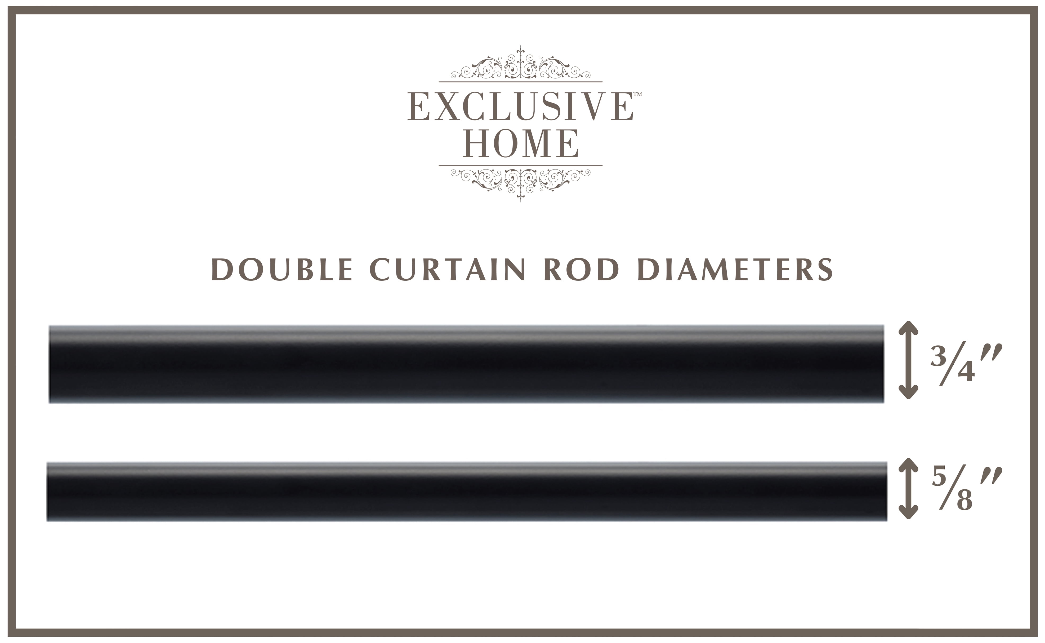 Exclusive Home Crystal Ball Double Curtain Rod and Finial Set, Matte Black, 36"-72"