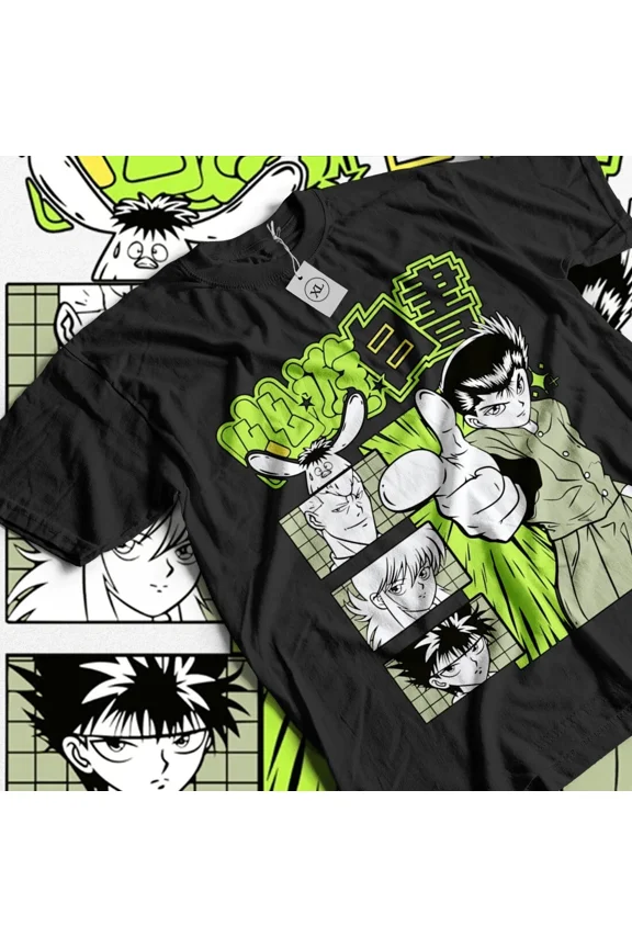 Yu Yu Hakusho T-shirt Yusuke Hiel Kuwabara And Kurama Anime Gift Shirt Black