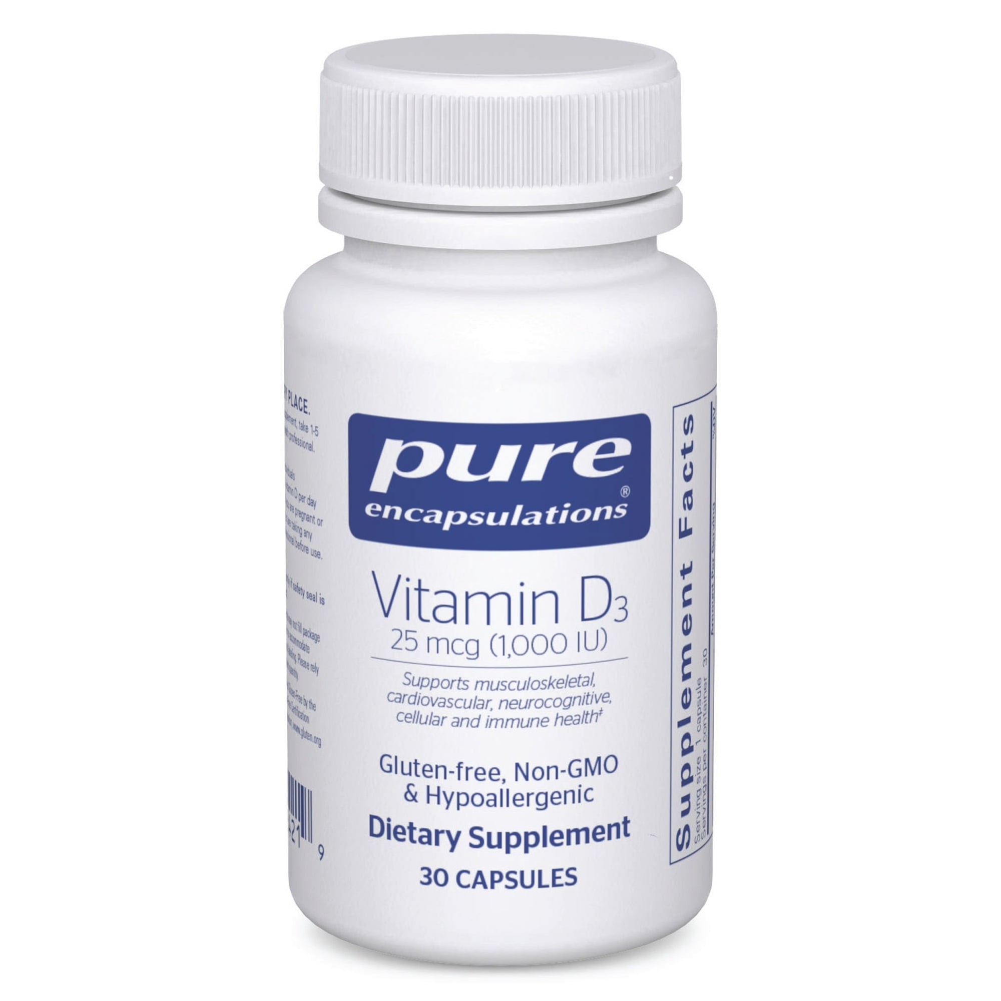 Pure Encapsulations Vitamin D3 25 mcg (1,000 IU) - Supplement to Support Bone, Joint, Breast, Heart, Colon & Immune Health* - With Premium Vitamin D - 30 Capsules