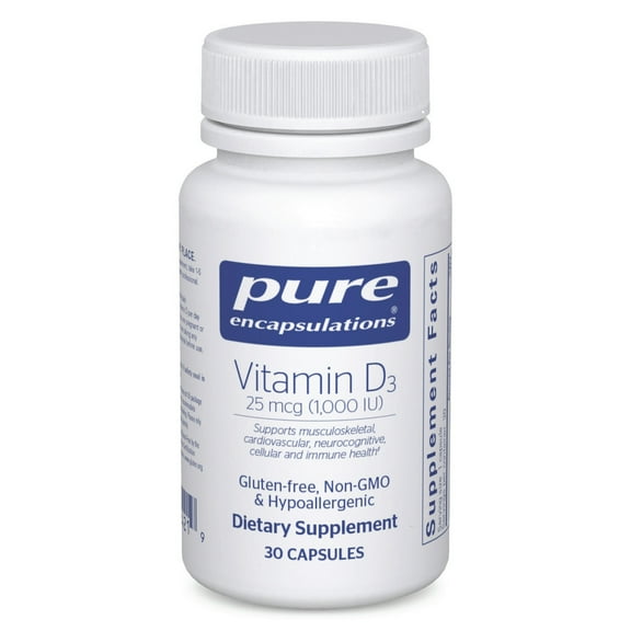 Pure Encapsulations Vitamin D3 25 mcg (1,000 IU) - Supplement to Support Bone, Joint, Breast, Heart, Colon & Immune Health - With Premium Vitamin D - 30 Capsules