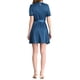 thumbnail image 3 of INSPIRE CHIC Women's Ruffle Neck Stand Collar Tie Waist Satin Puff Short Sleeve Dresses Blue L, 3 of 6