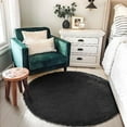 thumbnail image 2 of Nvzi Black Round Rug for Bedroom,Fluffy Circle Rug 23.6*23.6in,Shaggy Circular Rug for Nursery Room,Fuzzy Plush Rug for Dorm,Black Carpet, 2 of 5