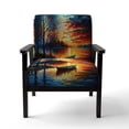thumbnail image 4 of Designart "Canot d'Automne sur le Lac" Chaise d'Appoint Bleue Rembourrée - Fauteuil Traditionnel pour Salon, 4 of 7